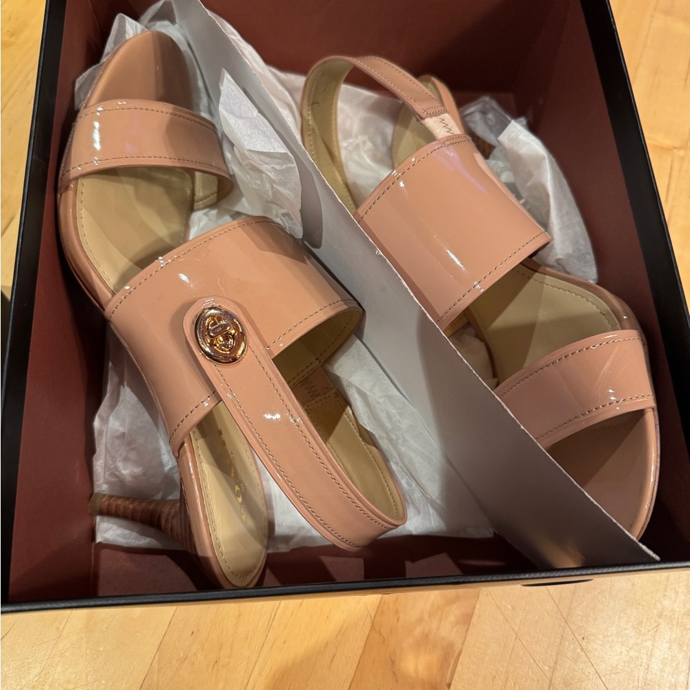 Coach Marla Patent Leather Turnlock Slingback Sandal Heels, EUC, 7.5 - Picture 3 of 8